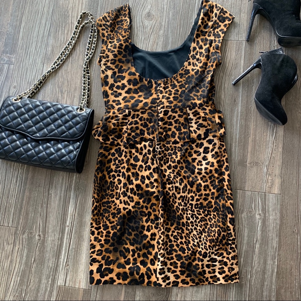 Leopard Peplum Dress - Picture 3 of 6